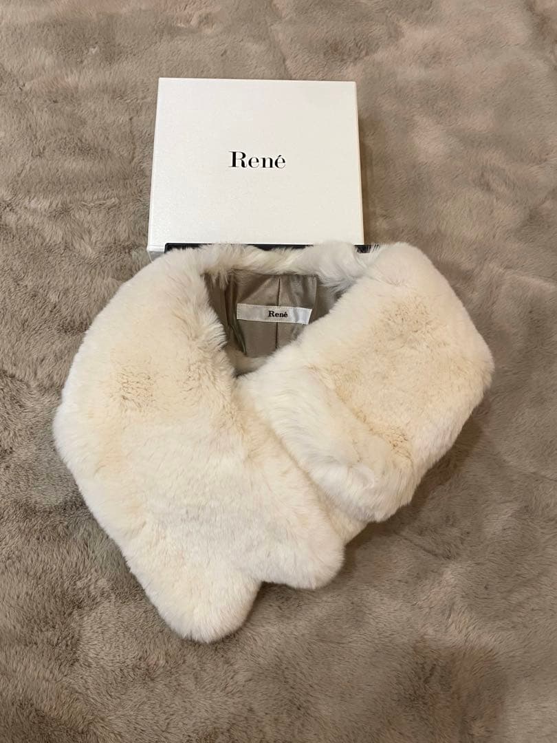 【未使用に近い】Rene ルネ ファー ティペット　レッキス　リボンティペット