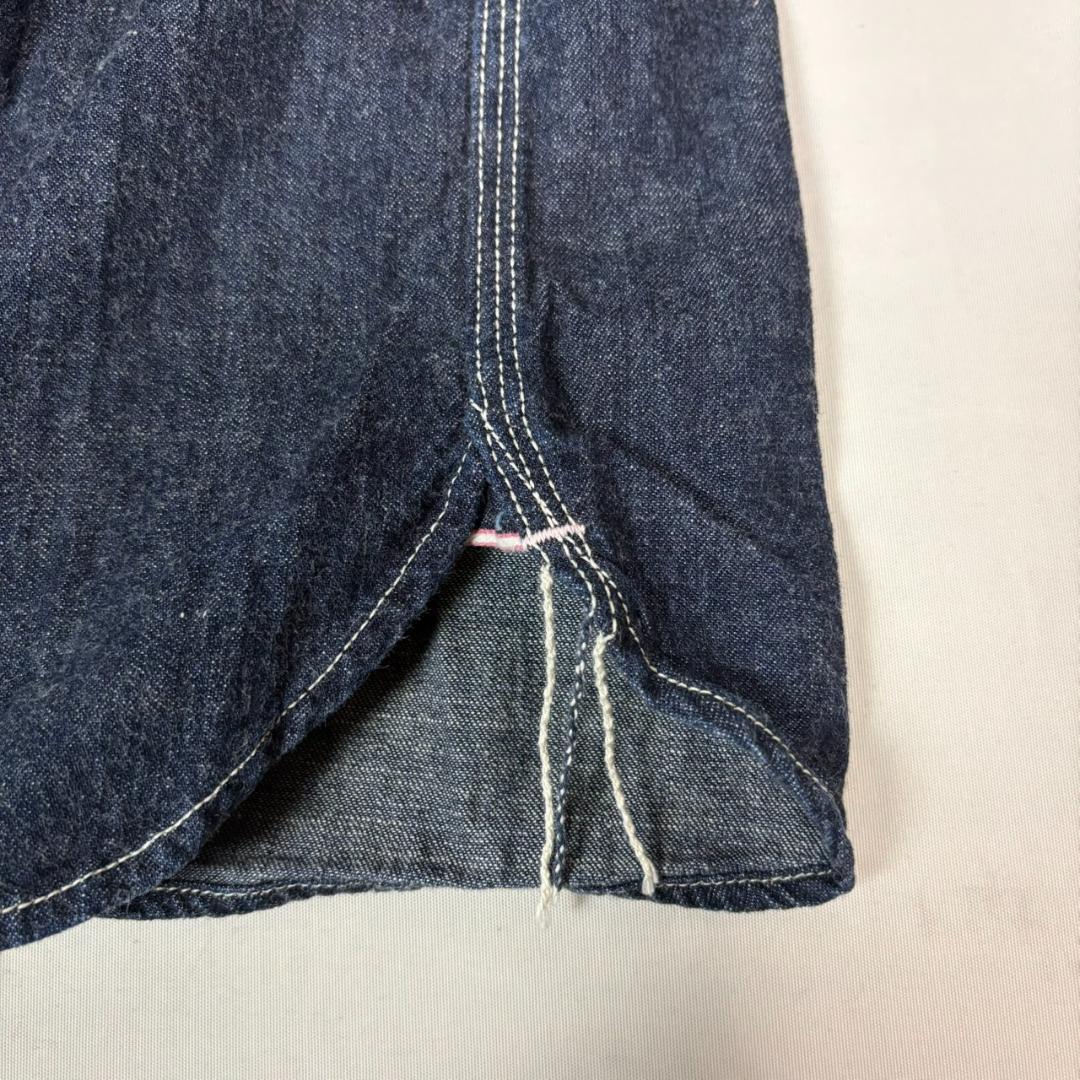 桃太郎ジーンズ SJ191 出陣 袖ライン ジェイルポケット デニムシャツ 42