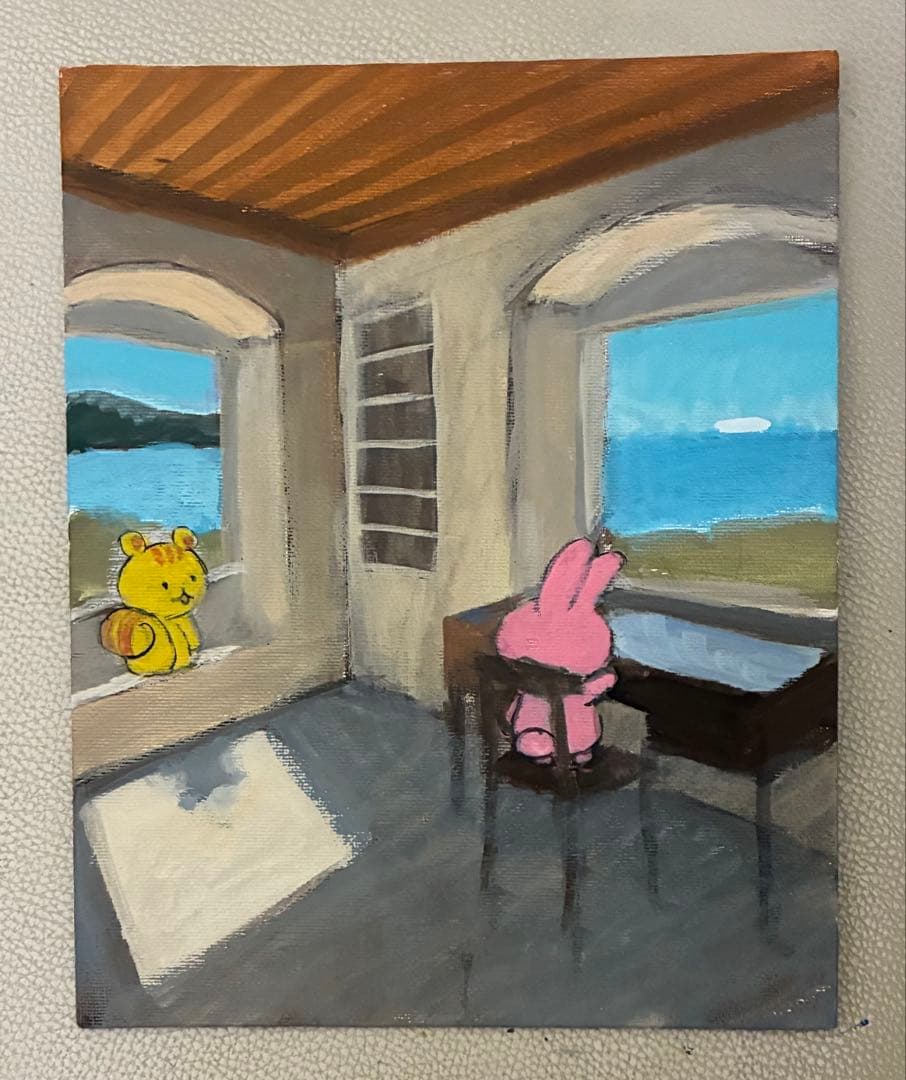 アクリル画合作　イワフネカナメ x モモ