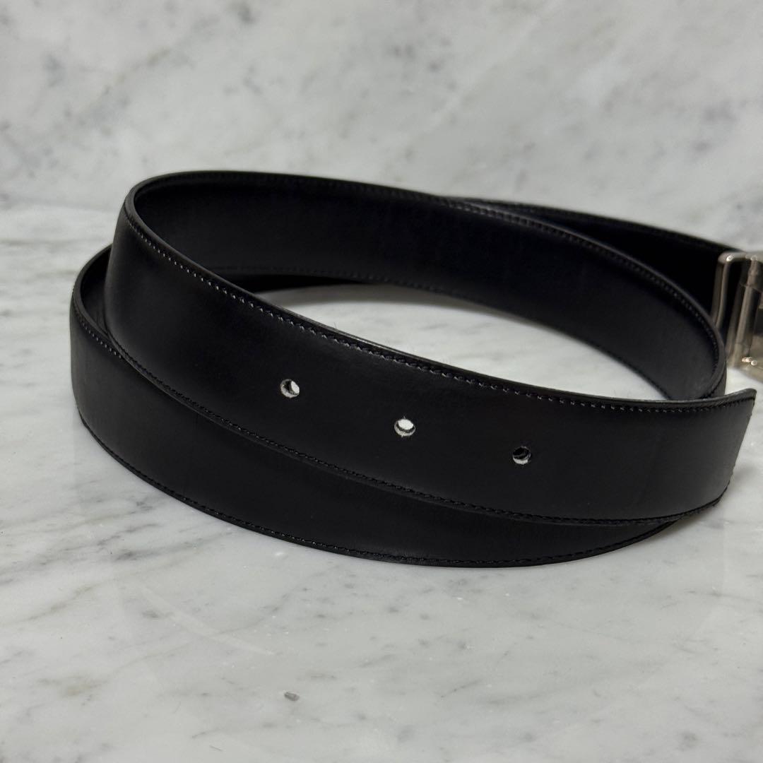 美品 Christian Dior クリスチャンディオール ベルト 本革 黒 銀