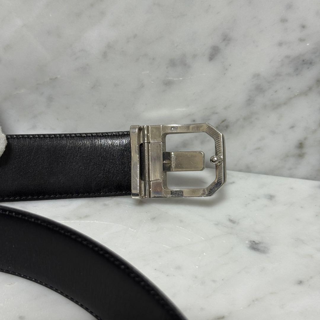 美品 Christian Dior クリスチャンディオール ベルト 本革 黒 銀