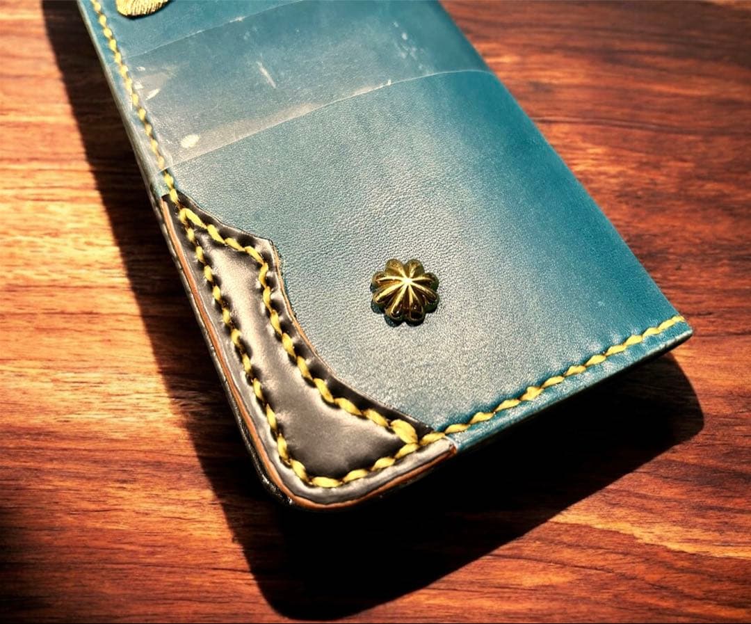 Gravy Leather 長財布 新喜皮革コードバン 真鍮フェザー ウォレット