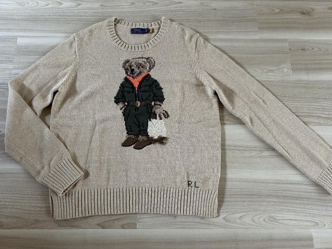 ポロラルフローレン ポロベアニット セーター ベージュ Lサイズ