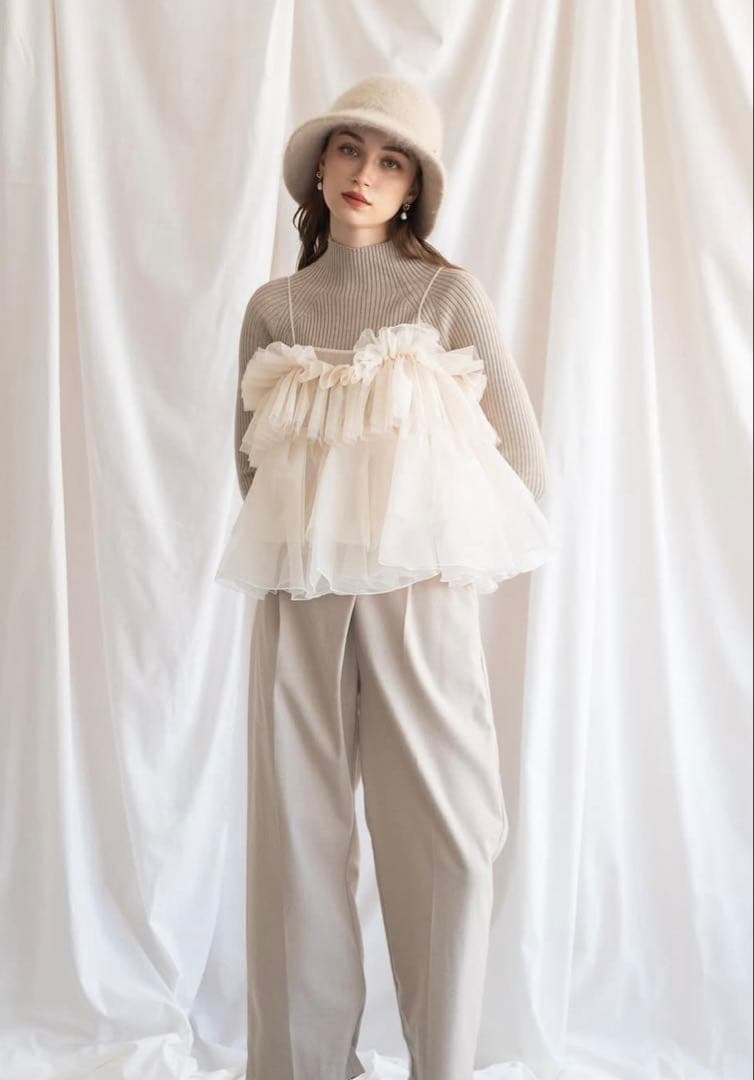 トップス peplum tulle bustier ivory