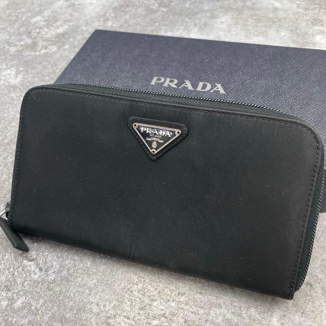 PRADA プラダ　長財布　ジッピー　黒　ブラック　ナイロン　三角ロゴ