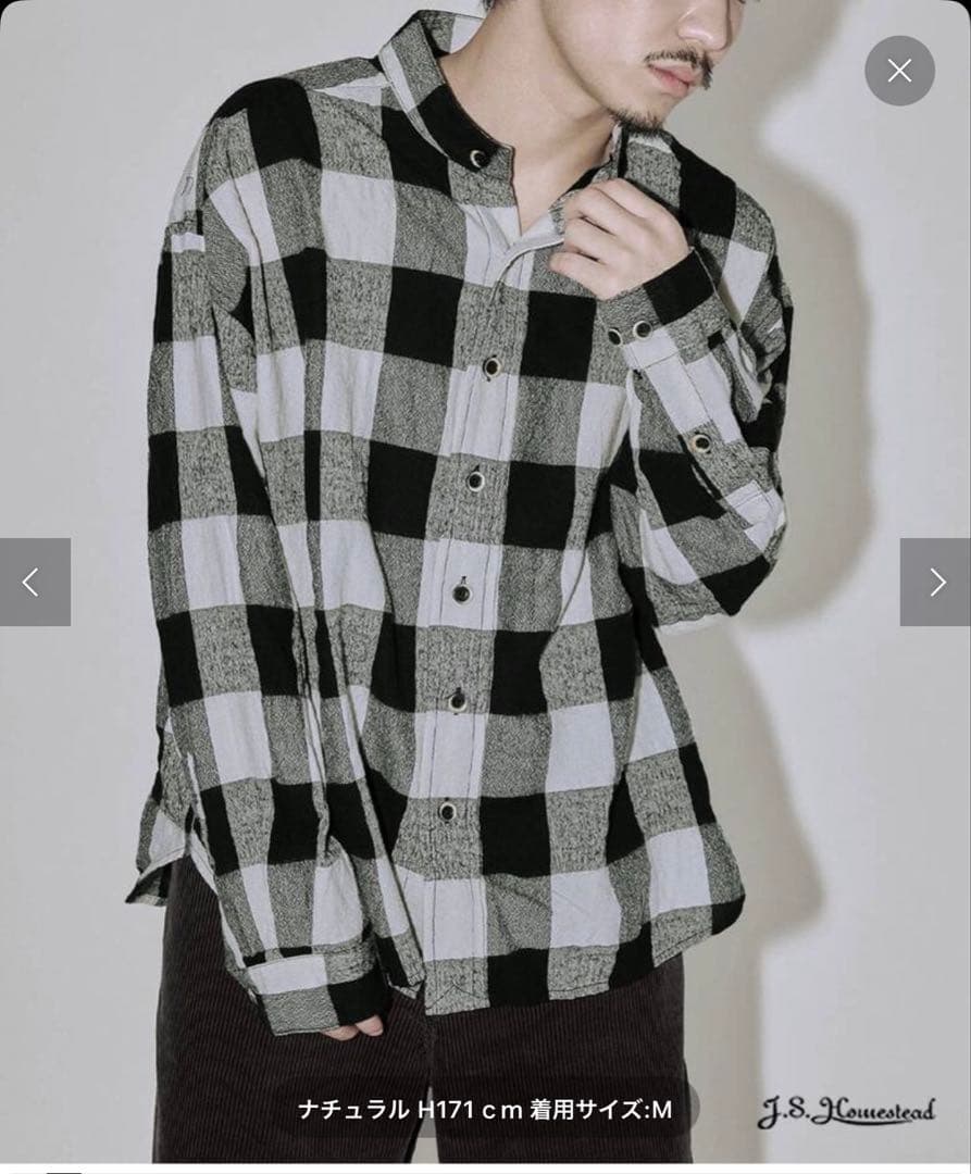 j.sSTEAD チェック柄ボタン付きシャツ