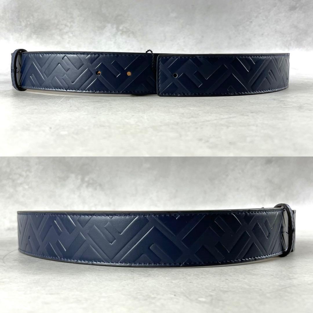 未使用✨ フェンディ FENDI ベルト ズッカ柄 エンボス レザー ネイビー