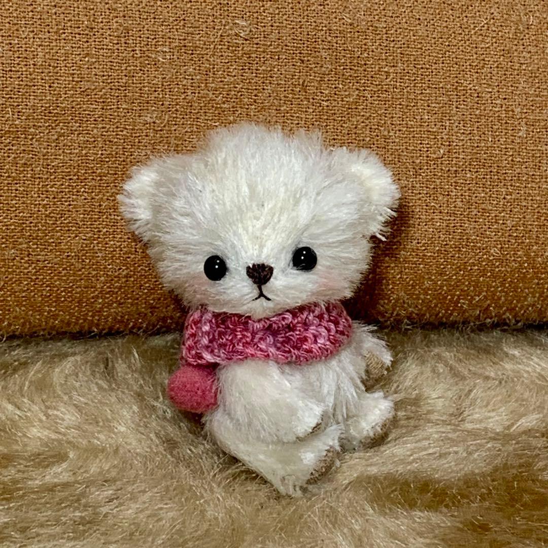 テディベア 白熊 ハンドメイドぬいぐるみ 可愛いちびくまちゃん