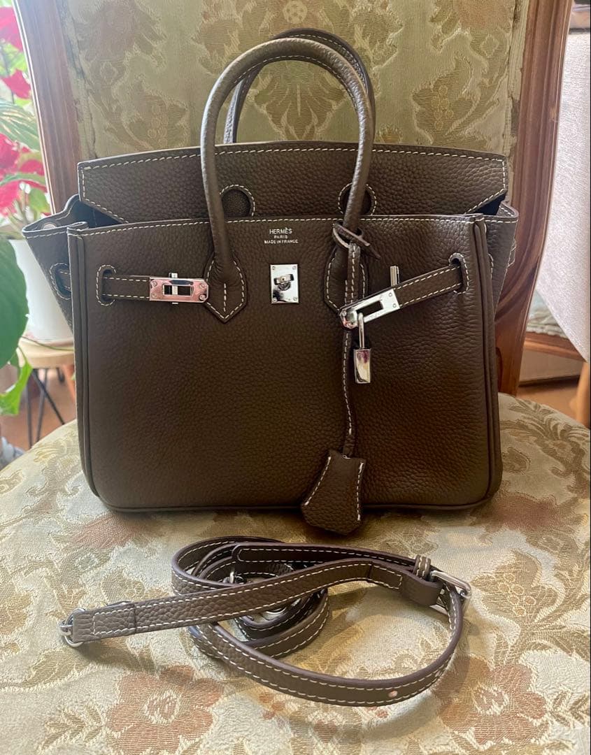 ブラウンレザー ハンドバッグ　バーキン25風　本革