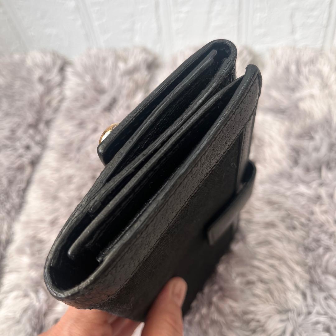 グッチ　GGキャンバス　長財布　ロゴ金具　ブラック　レザー　メンズ