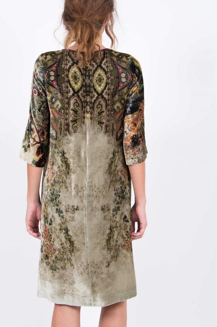 美品 ETRO エトロ 風景柄ワンピース ベルベット調