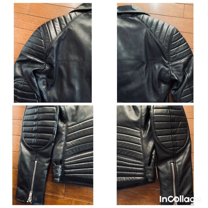 美品◆BLK DNM ブラックデニム　レザー　ライダースジャケット