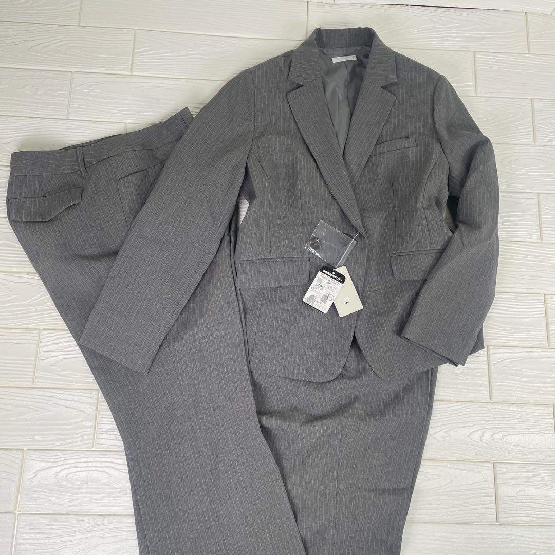 ｎ,レディース　ビジネススーツ　セットアップ　パンツ2本　19号　グレー