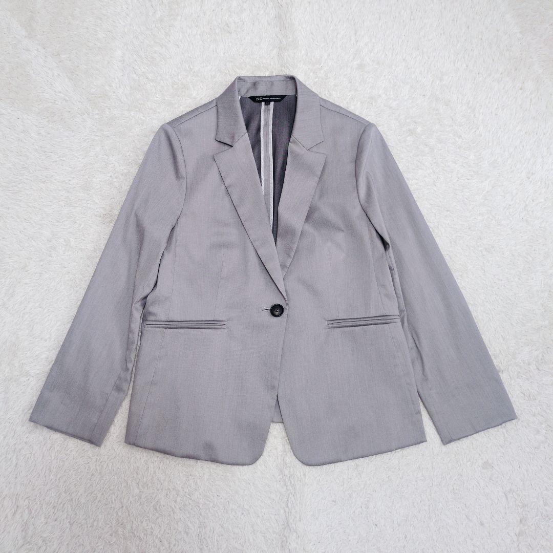 23区　スーピマシャンブレー　パンツスーツ　セットアップ　グレー　大きいサイズ