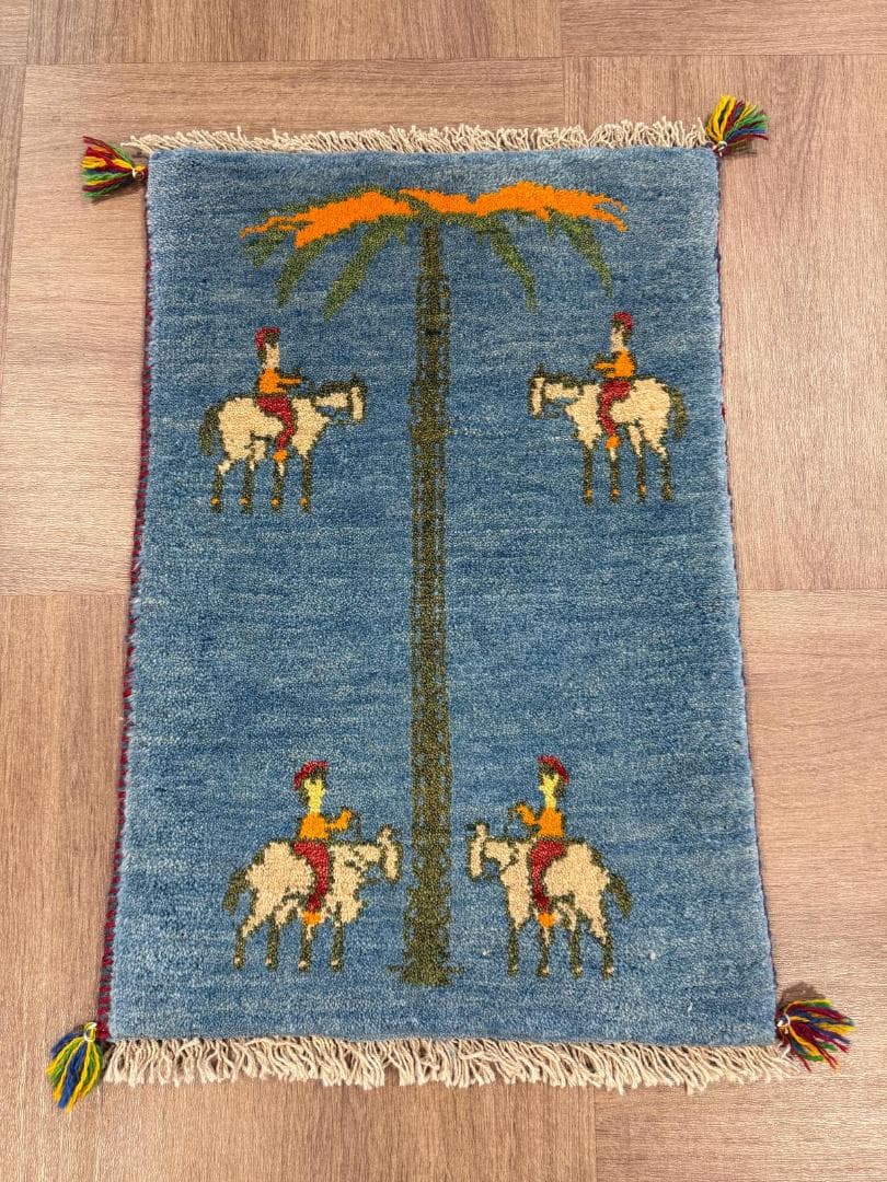 ギャッベ 75x57cm ペルシャ絨毯 手織り ギャベ 玄関マットラグ 絨毯