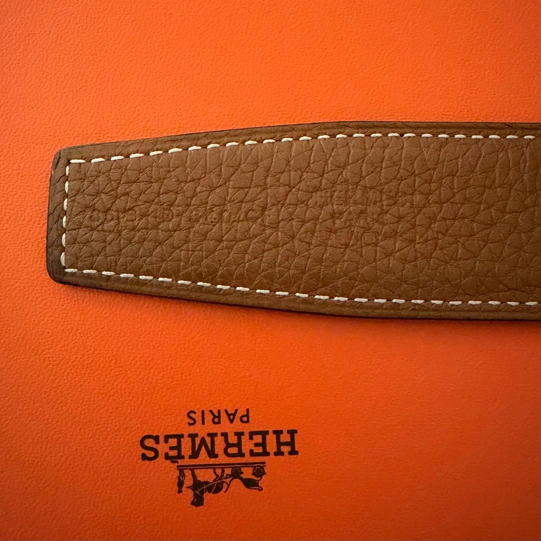 【美品】エルメス H型バックル ブラック／ゴールド リバーシブルレザーベルト