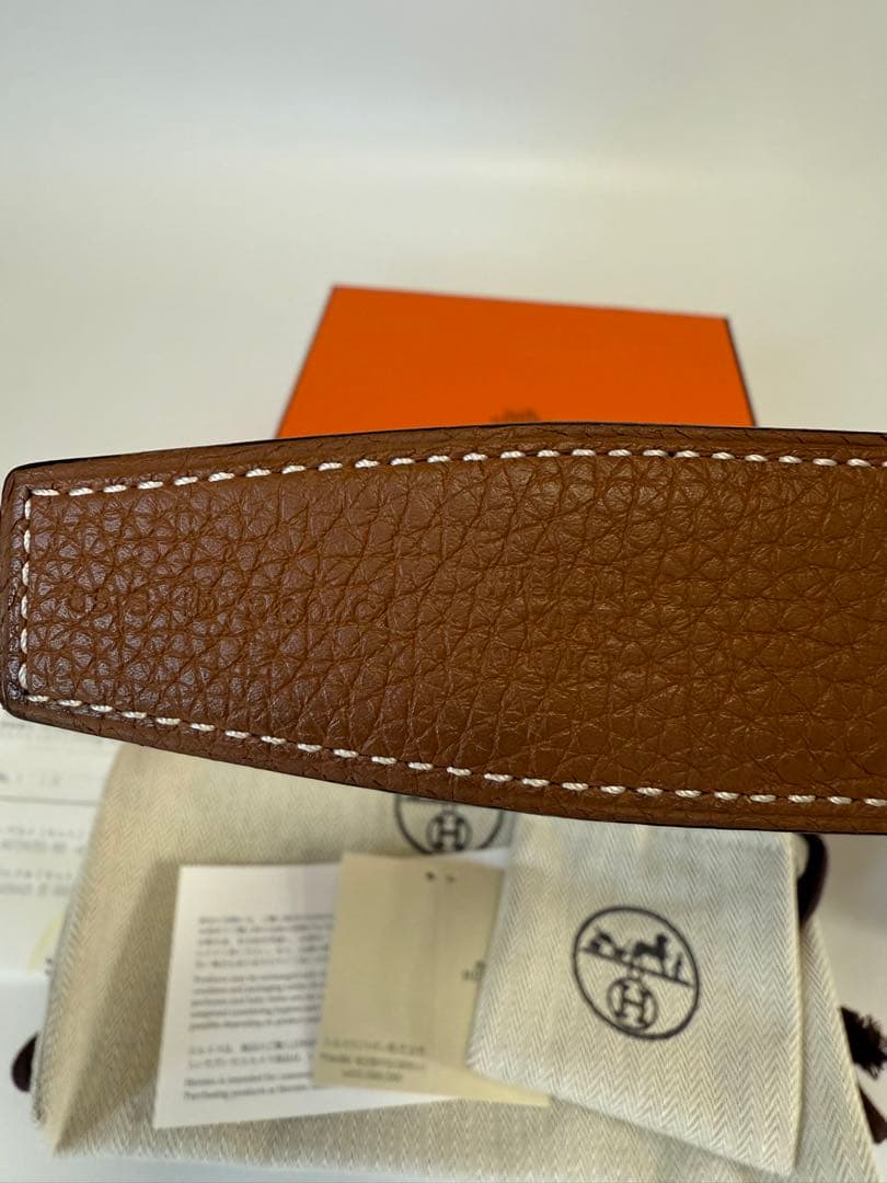【美品】エルメス H型バックル ブラック／ゴールド リバーシブルレザーベルト