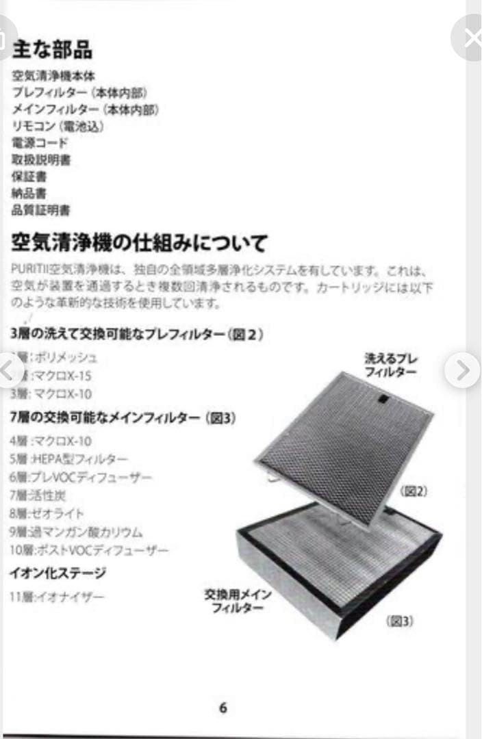 アリックス空気清浄機フィルター