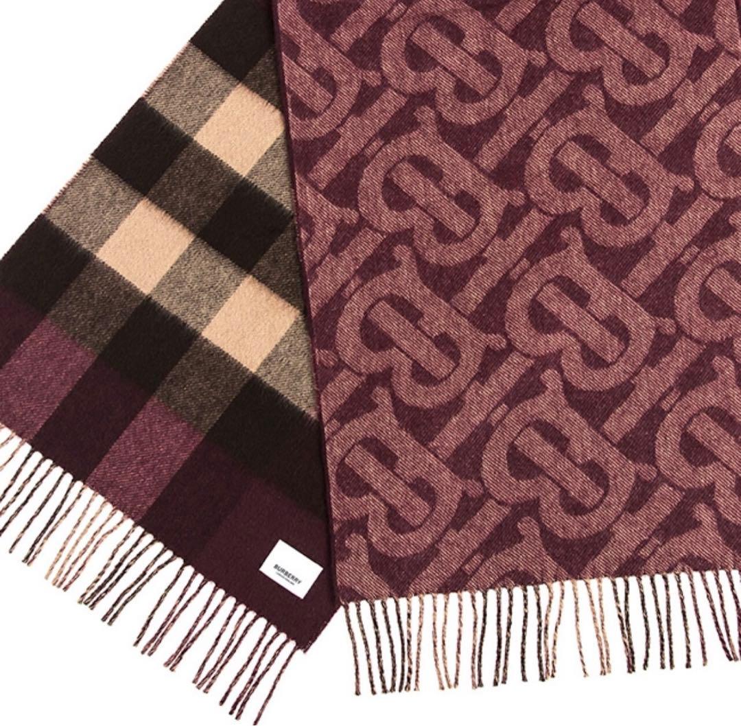 BURBERRY チェック柄マフラー ボルドー