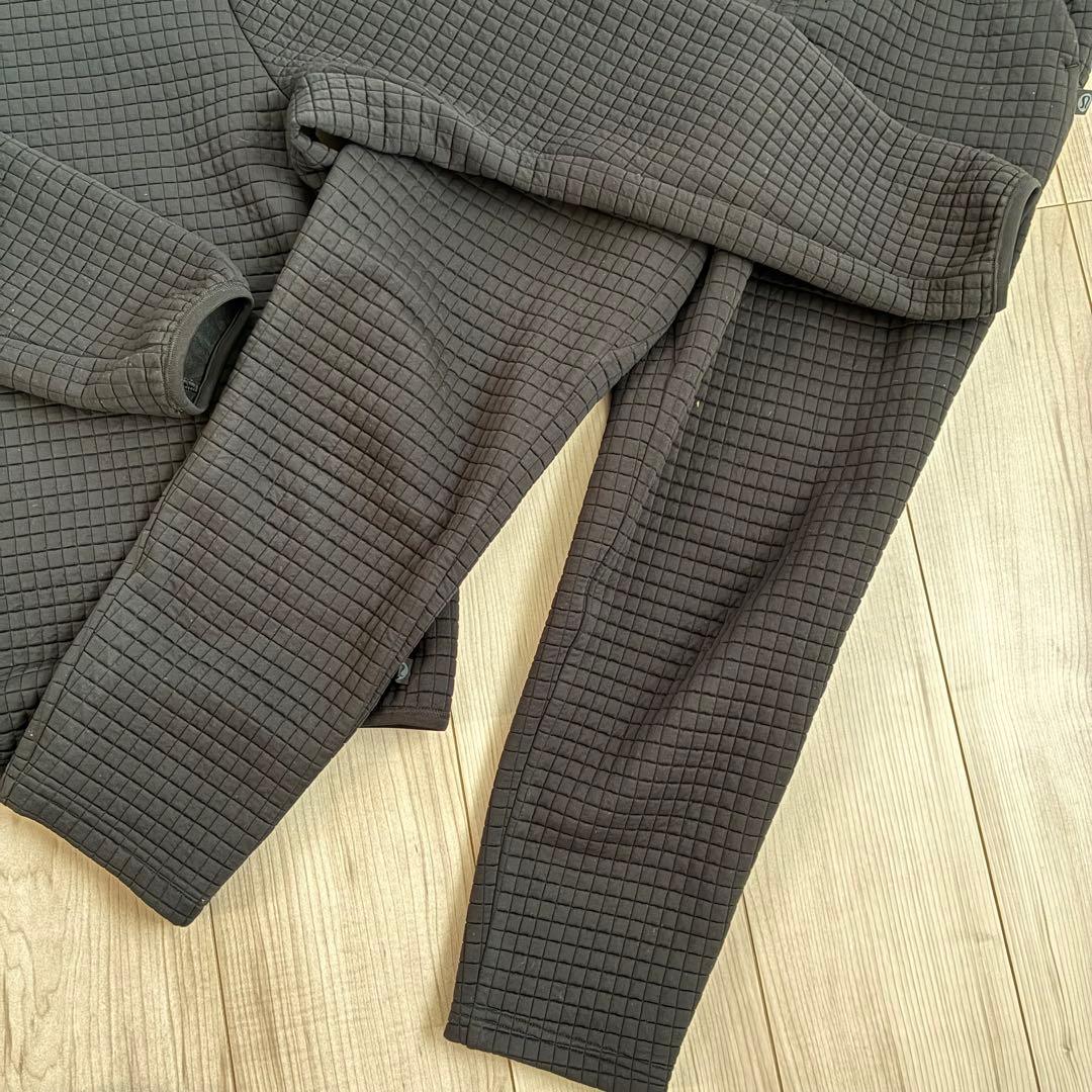 美品 ルルレモン lululemon キルティングスウェット 上下セット 黒 S