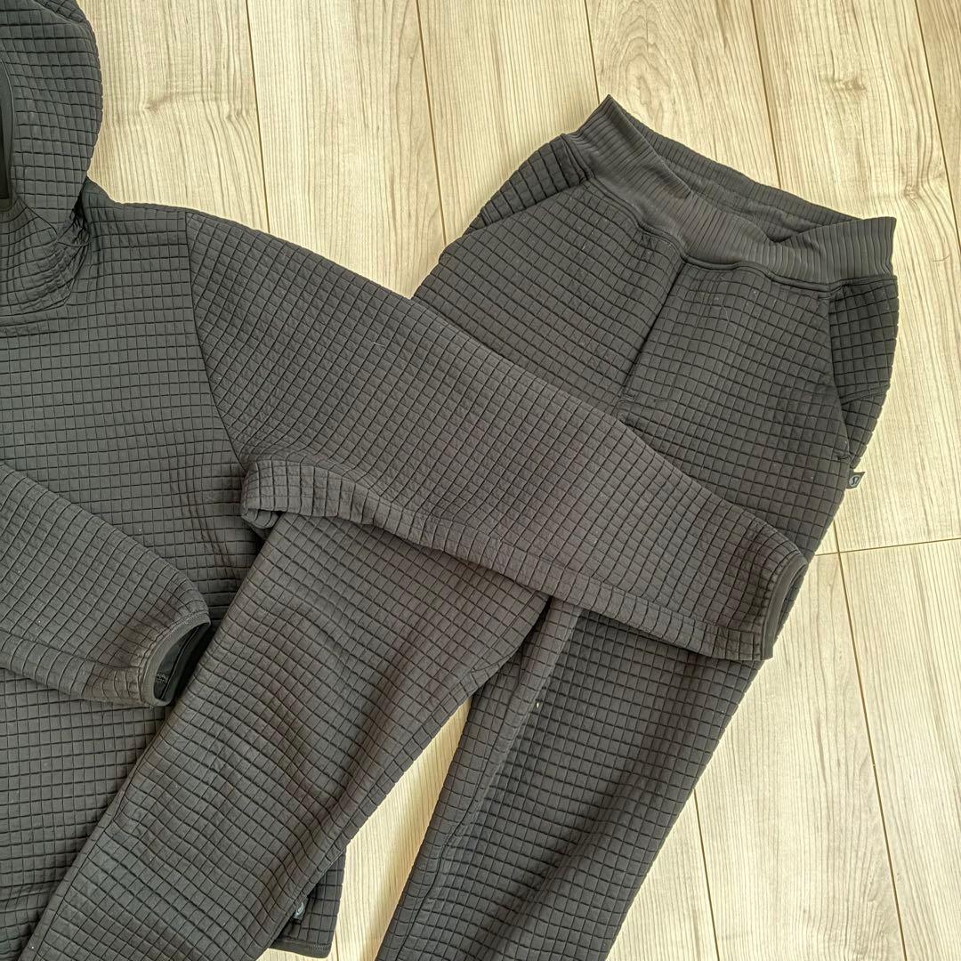 美品 ルルレモン lululemon キルティングスウェット 上下セット 黒 S