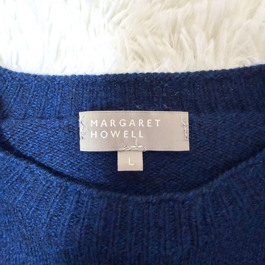 マーガレットハウエル カシミヤ クルーネック ニット ネイビー L