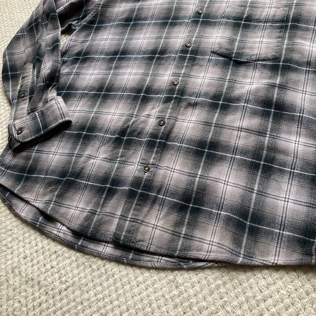 90s 白 黒 オンブレ ネルシャツ 50s 60s レーヨン ファイブブラザー