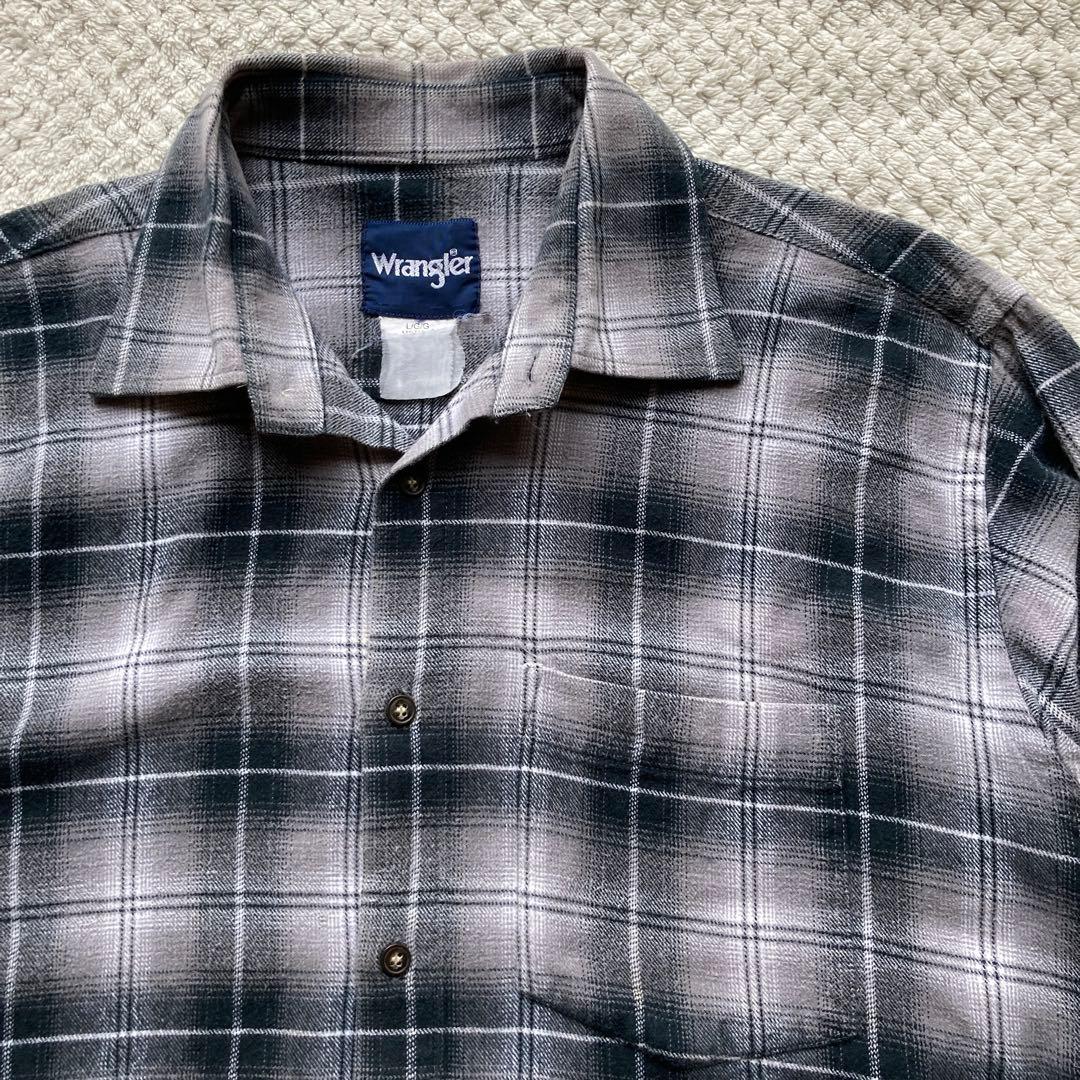 90s 白 黒 オンブレ ネルシャツ 50s 60s レーヨン ファイブブラザー