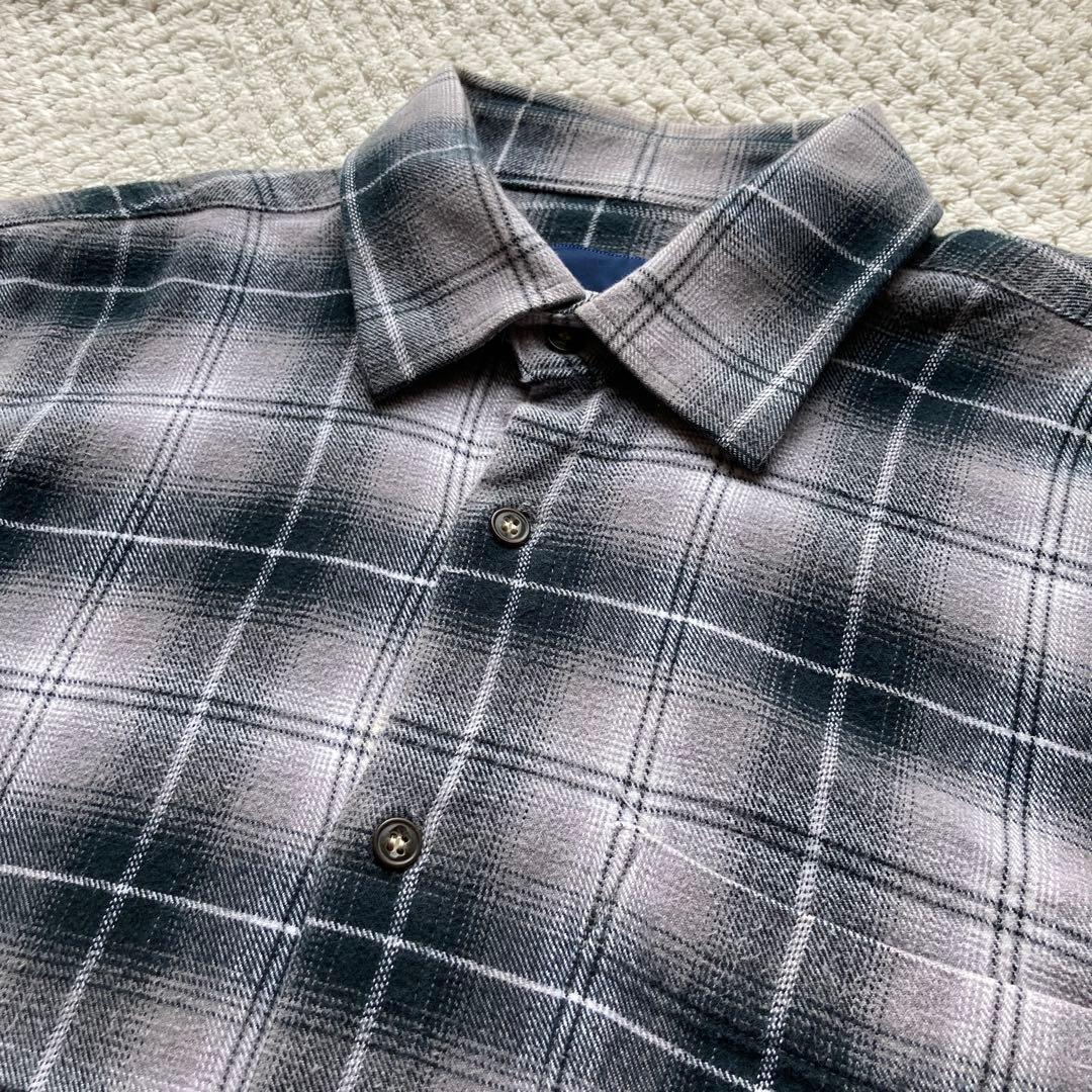 90s 白 黒 オンブレ ネルシャツ 50s 60s レーヨン ファイブブラザー