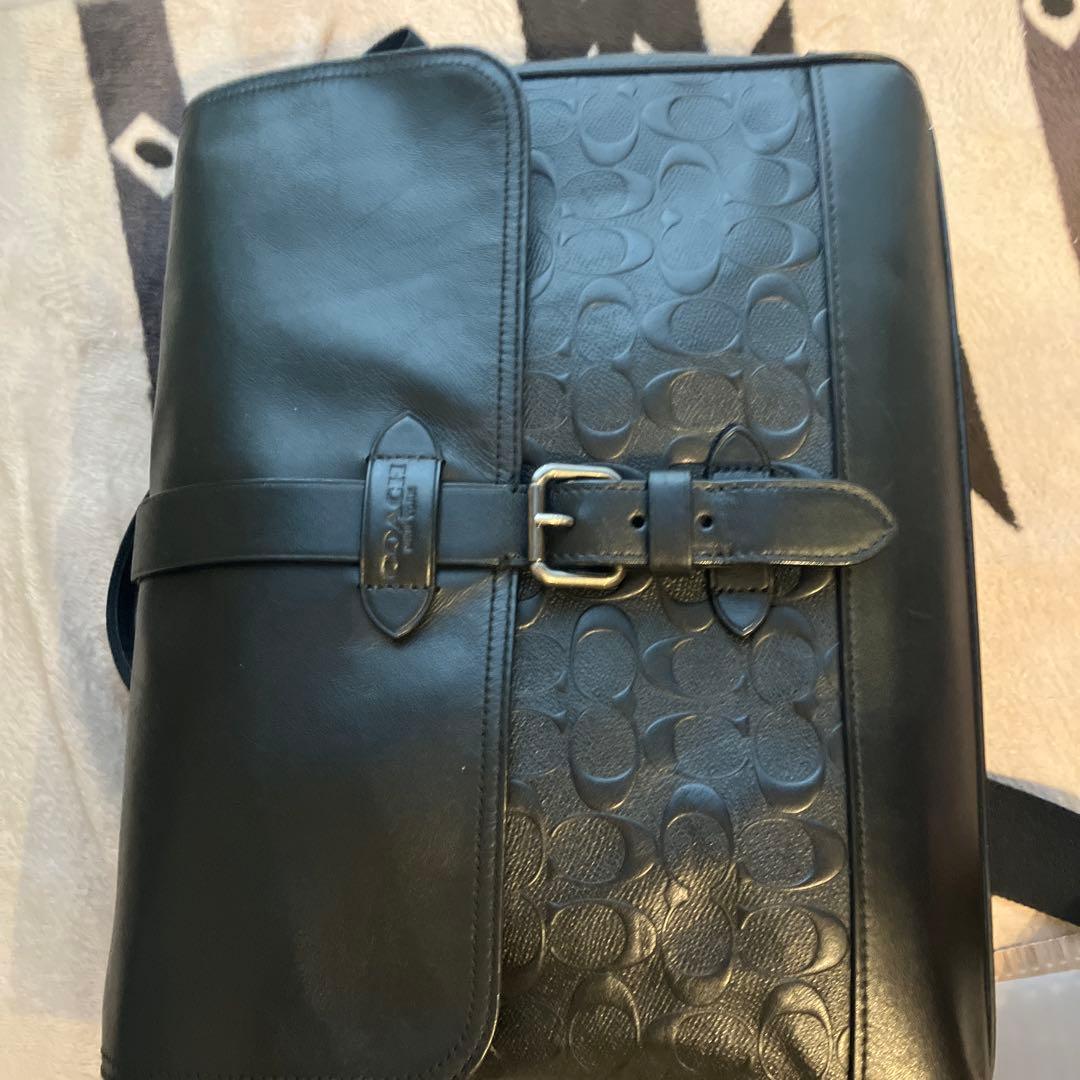 ✅コーチ シグネチャー レザー フラップバッグ ブラック