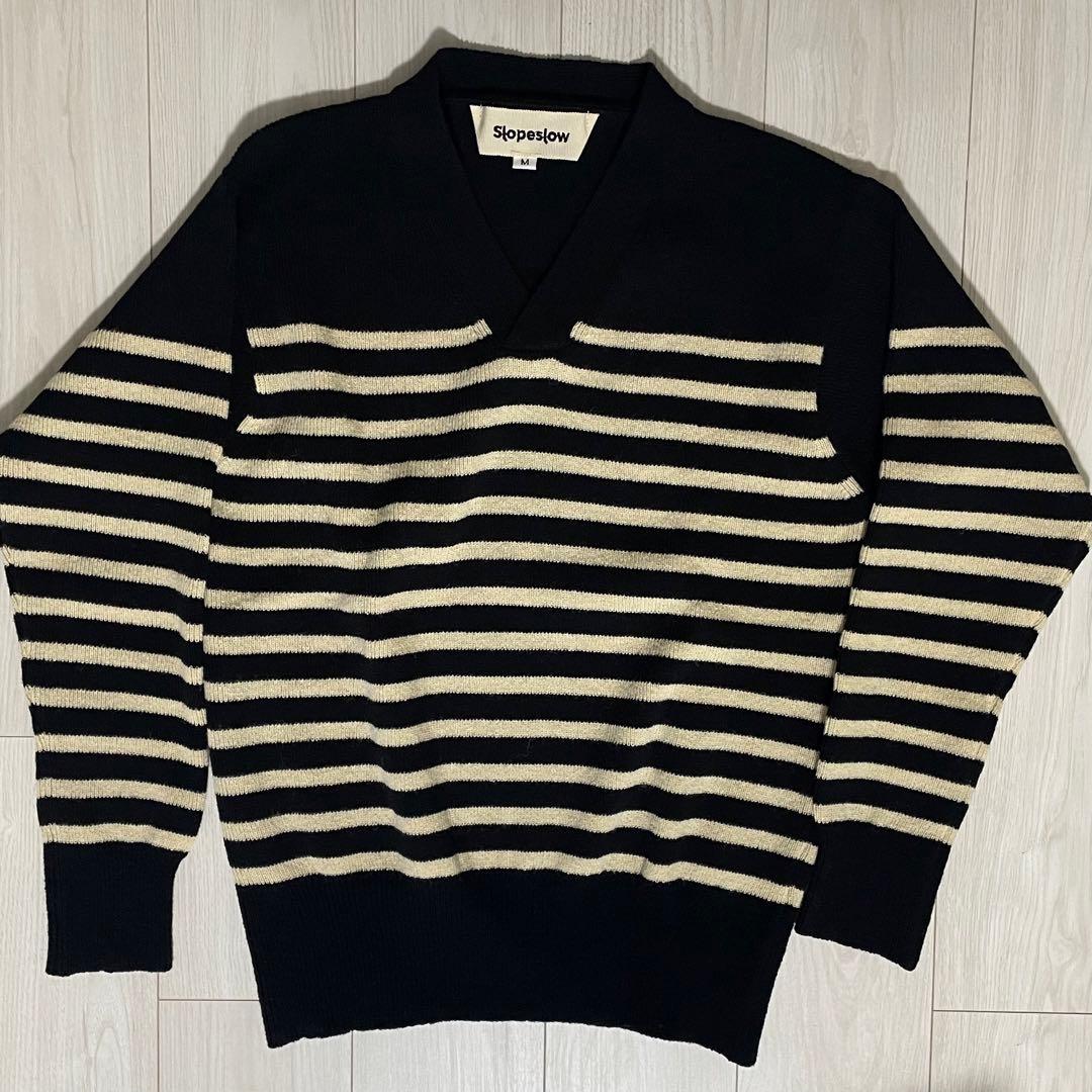 slopeslow スロープスロウ Vネック セーター ボーダー ニット