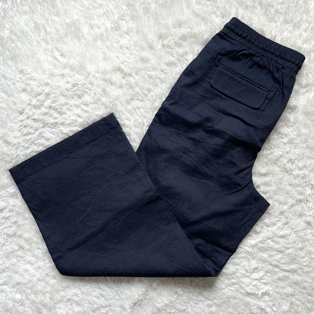 ぬぬ セオリーリュクス リネン ノーカラー セットアップ M ネイビー