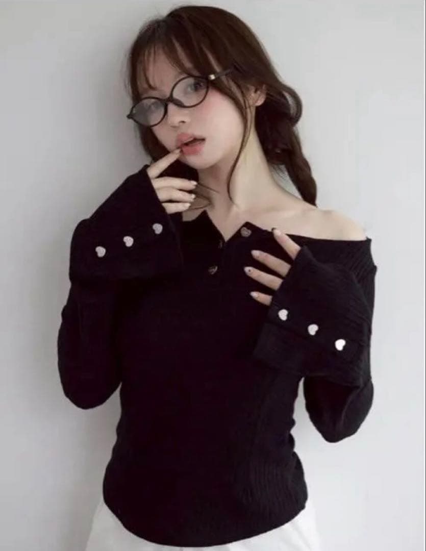 トップス ANDMARY Dorothy heart tops black