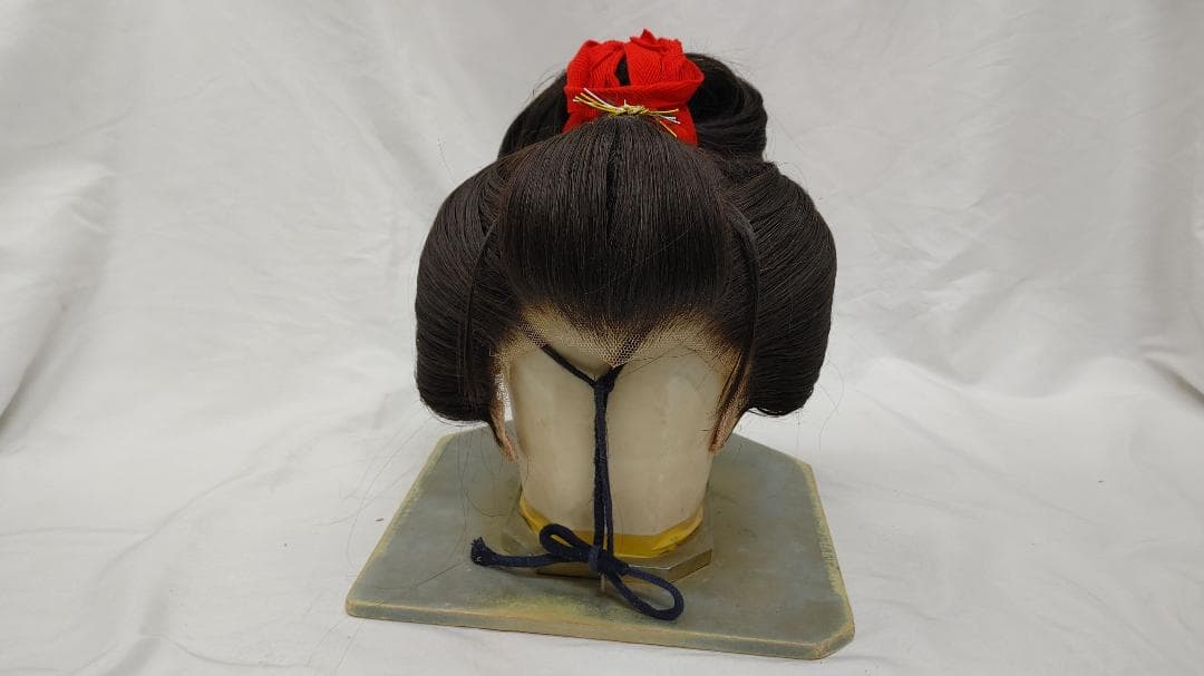【MK9】ももわれ 女形 大衆演劇 かつら 鬘 ウィッグ 人毛 ケース付き