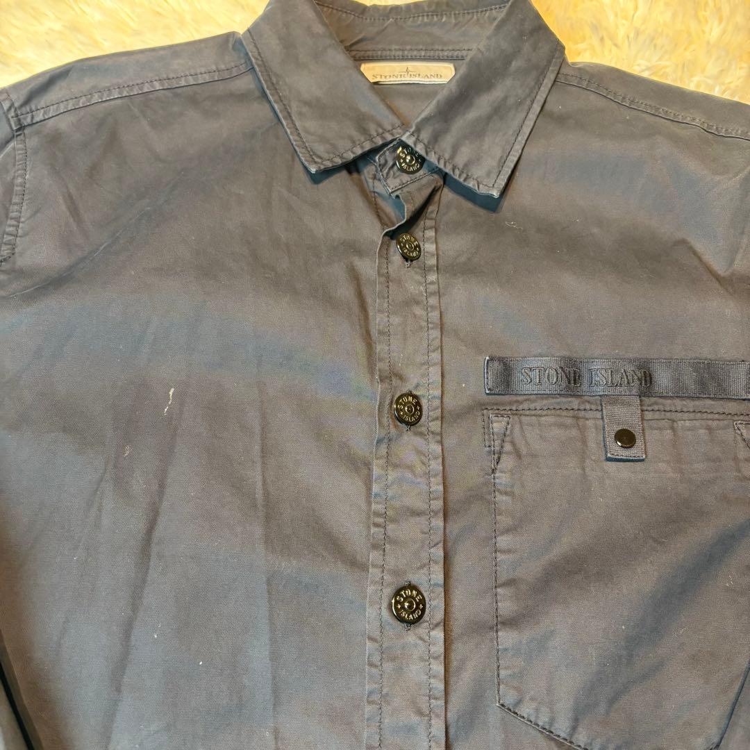 ストーンアイランド　コットンシャツ　シャツジャケット　美品　XL ワッペン