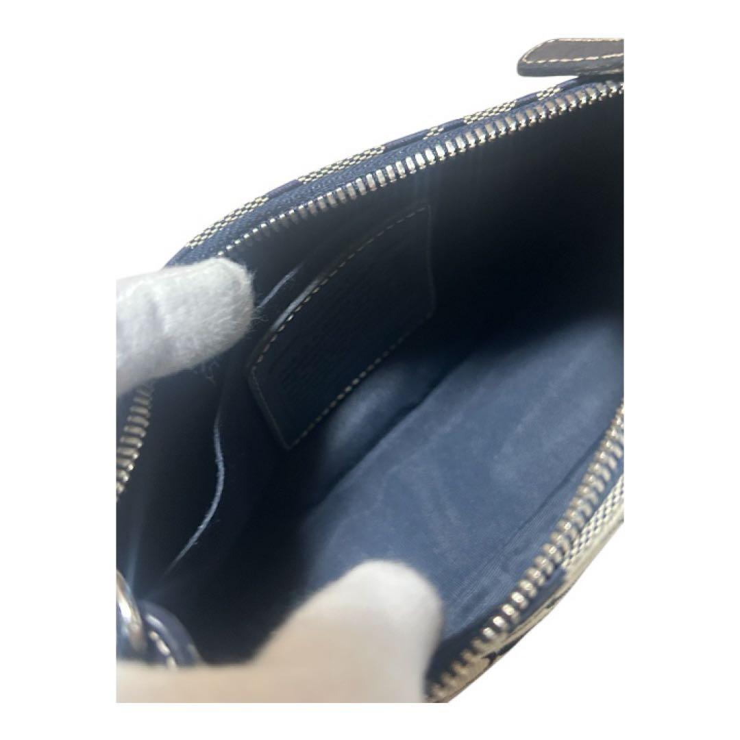 【美品】COACH コーチ 6094アクセサリーポーチ ネイビー　メタルチャーム