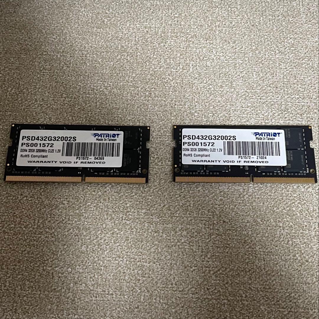 メモリー PATRIOT SODIMM DDR4 3200MHz 64GB(32GB*2)