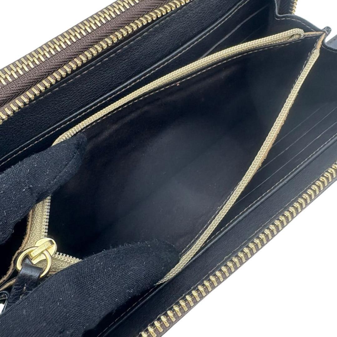 美品 エルメネジルドゼニア　オーガナイザー　長財布　ラウンドファスナー　ブラウン