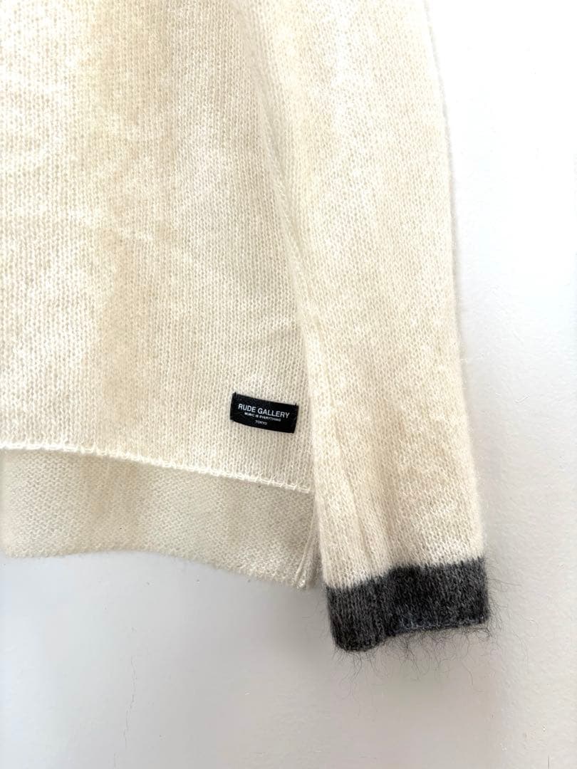 RUDE GALLERY モヘア　タートルネック　ニット　白　グレー　ウール