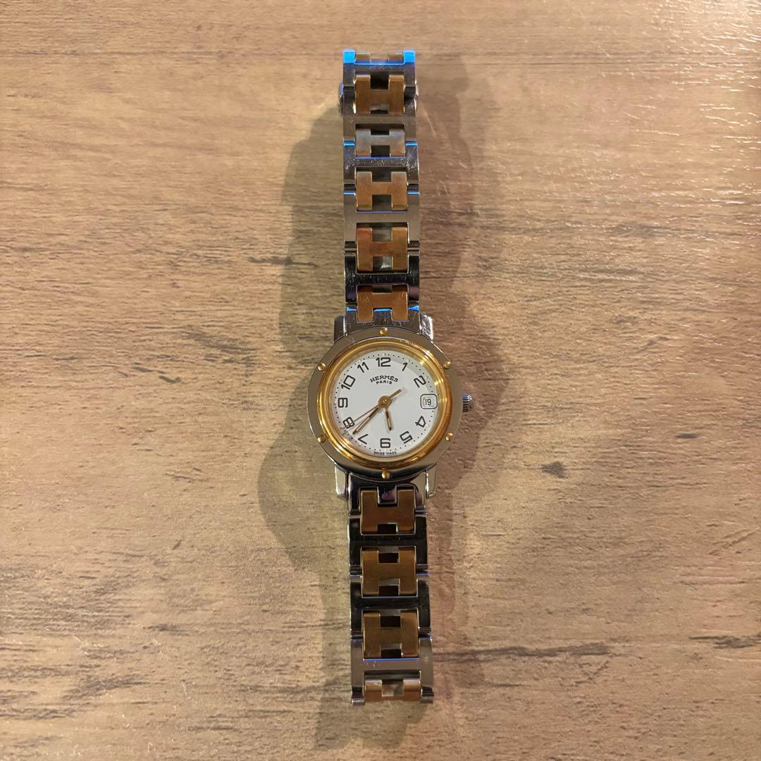 エルメス クリッパー CL4.220 レディース 白文字盤 コンビ クォーツ