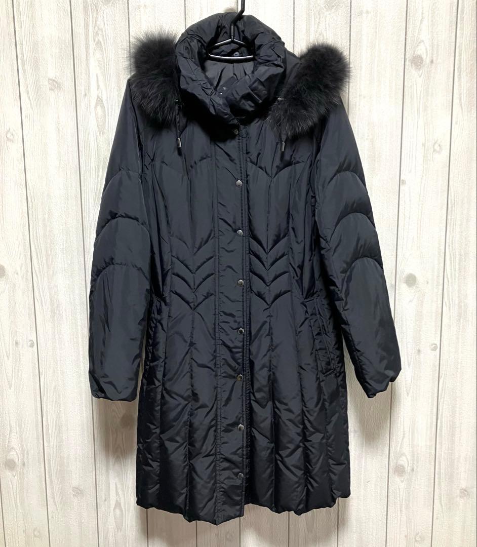 美品　カオリーヌ ダウンコート 高級フォックスファーフード　L