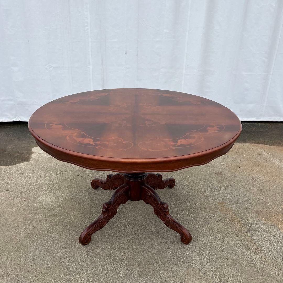 S*i様 アンティーク風 丸型 ダイニングテーブル 木製 堀あり 美品