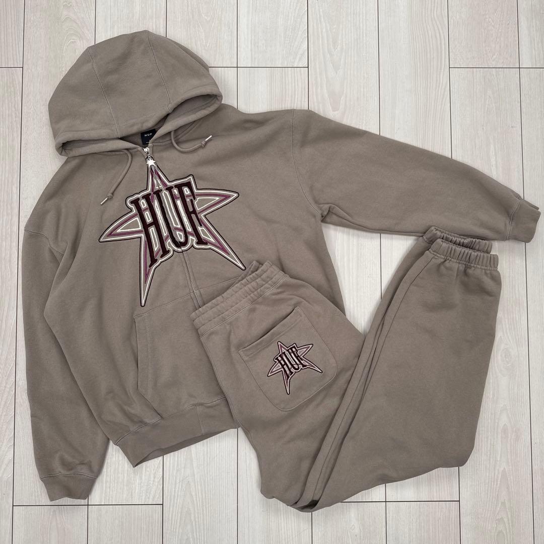 HUF 星 スター 刺繍 スウェット セットアップ L