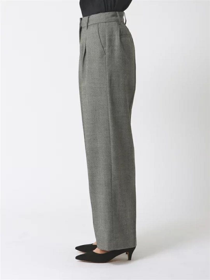 [未使用]スーツスクエア　ノーカラー　洗える　ストレッチ　パンツセットアップ　L