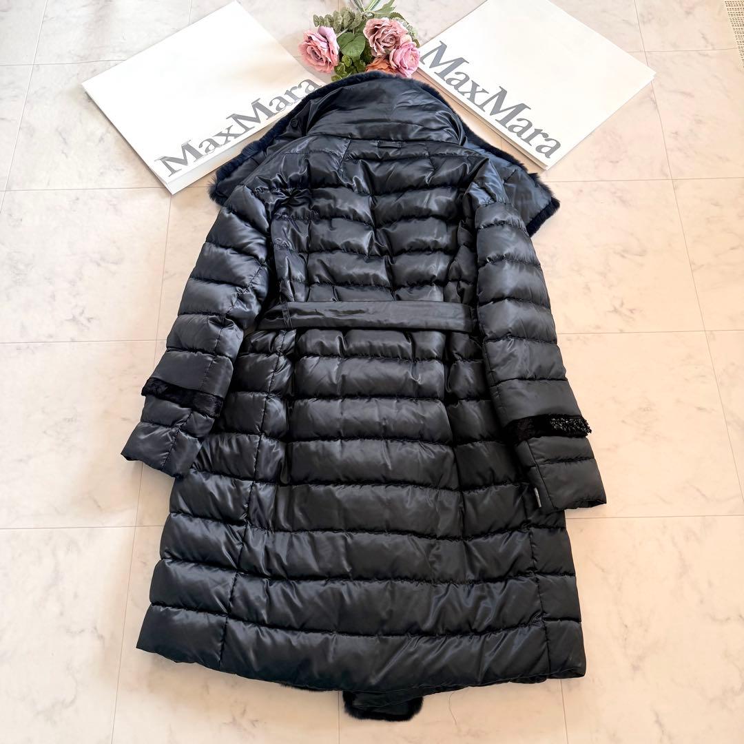 極美品★マックスマーラ リバーシブル ファーショール ダウンコート 女優襟 40