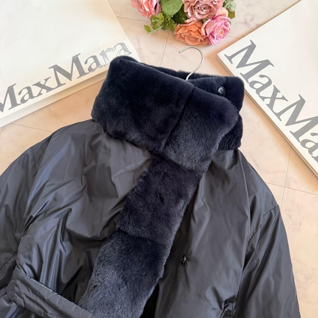 極美品★マックスマーラ リバーシブル ファーショール ダウンコート 女優襟 40