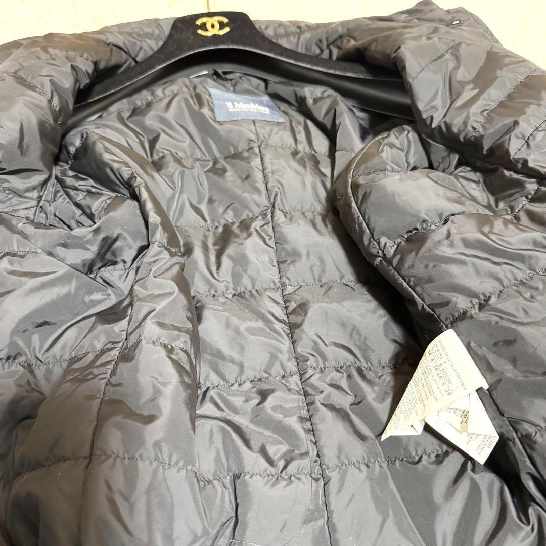 グースダウン✨エスマックスマーラ ダウンコート ロング ブラック ベルト付 38