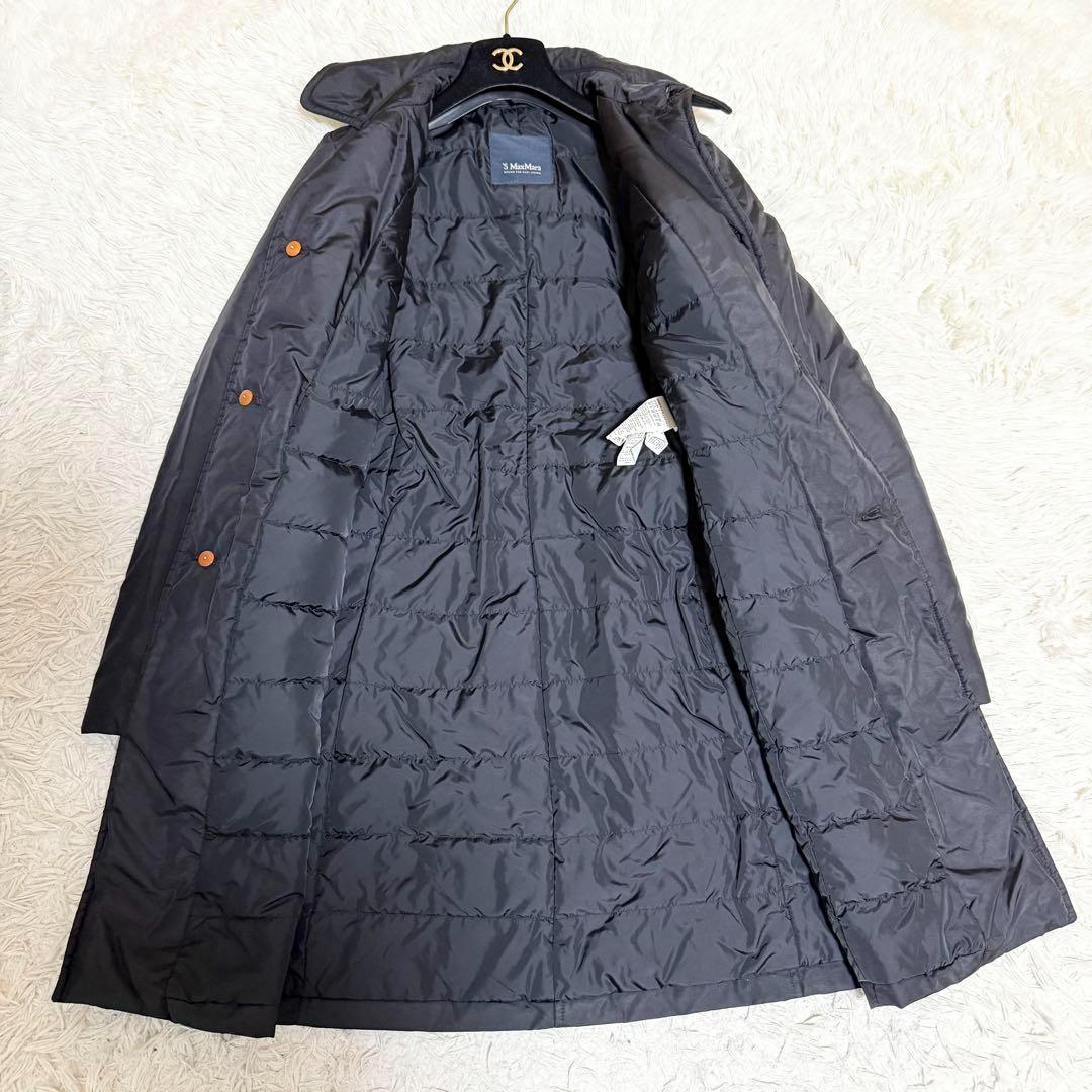 グースダウン✨エスマックスマーラ ダウンコート ロング ブラック ベルト付 38