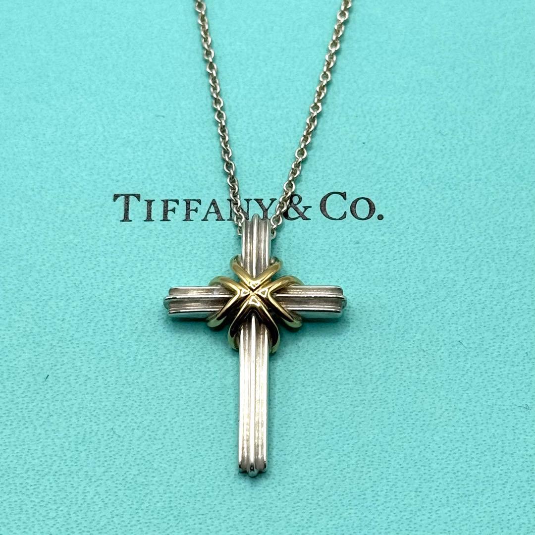 美品 ティファニー ネックレス シグネチャークロス 十字架 925 750