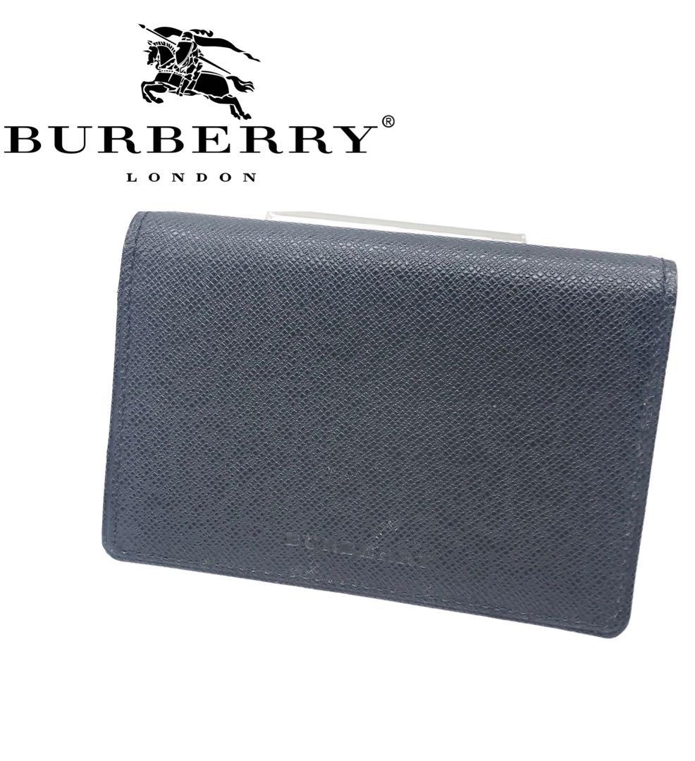 Burberry バーバリー　ダークグレー 二つ折り名刺入れ　メンズ　レザー